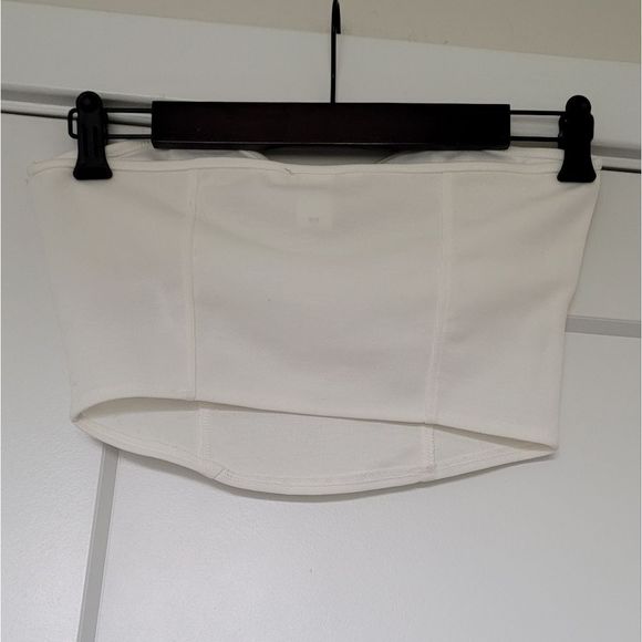 Small strapless cream bustier corset style crop top - Picture 5 of 6